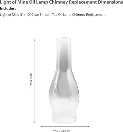 Light of Mine Oil Lamp Replacement Chimneys (3" x 10" Regular)