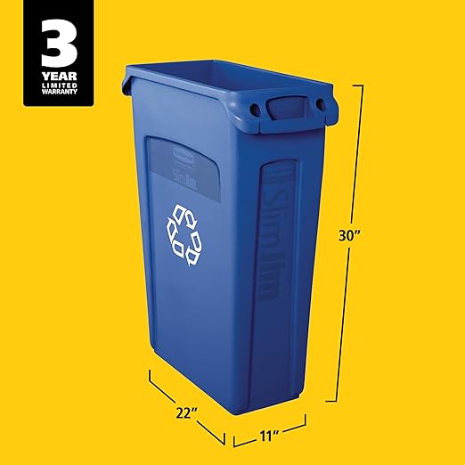 Rubbermaid Commercial Products Slim Jim Plastic Rectangular Recycling Bin/Trash