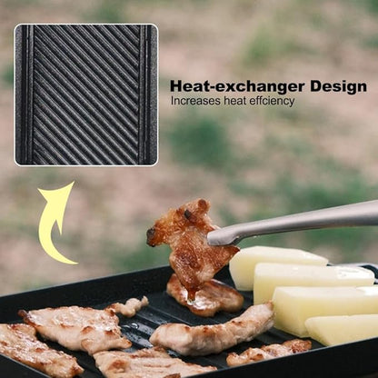 Fire Maple Compact Aluminium Alloy Mini Griddle Set with Stainless Steel Tongs - Portable Heating Kit for Outdoor and Indoor Use
