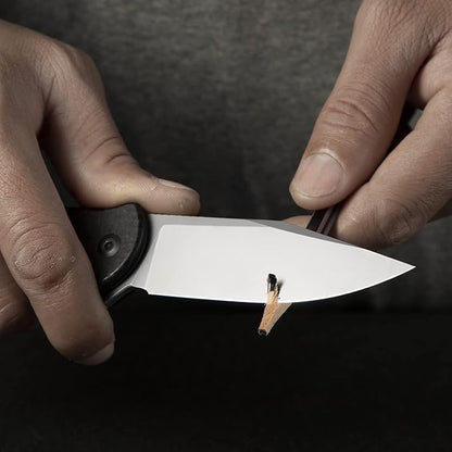 CIVIVI Folding Pocket Knife, Button Lock Flipper Cogent Knife 14C28N Blade Black Micarta Handle for Outdoor EDC Camping C20038D-7