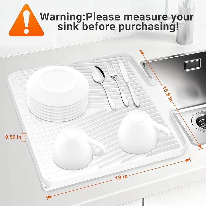 Silicone Dish Drying Mat for Kitchen Counter, Dish Drying Pad, Non-Slip Drain