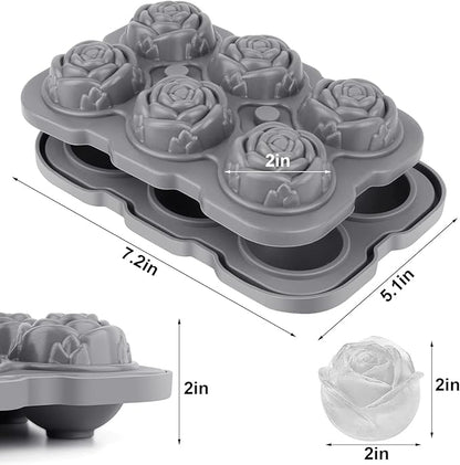 Ice Cube Tray, Mikiwon 2 inch Rose Ice Cube Trays