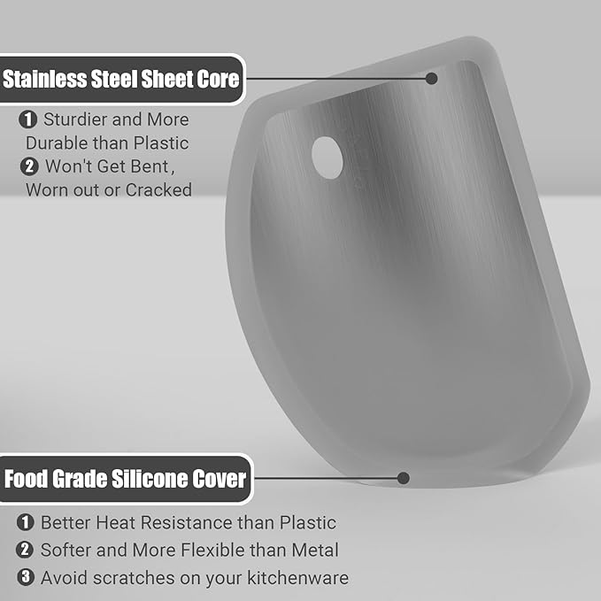 Sapid Flexible Curved Edge Silicone Bowl Scraper, Food Grade Dough Scraper