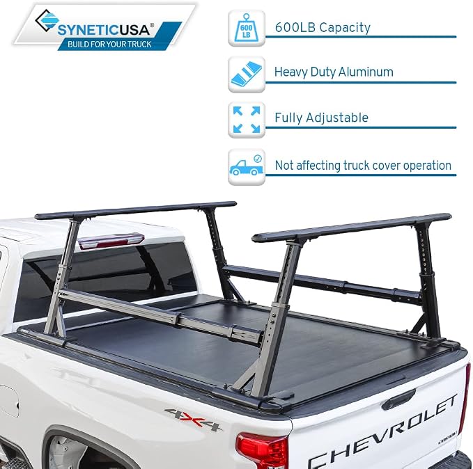 Syneticusa MR Retractable Truck Bed Cover with R1 Rack for Ford F-150 2004–2026 | 6’7” (78.9”) Bed | Aluminum Hard Retractable Tonneau Cover | One-Person Installable | Waterproof, Low-Profile