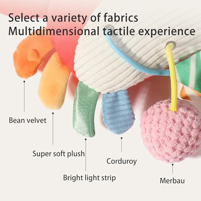Car Seat Toys for Babies 0–12 Months – Hanging Baby Activity Toy for Car Seat, Stroller, Crib & Gym – Infant Plush Rattle with Mirror, Crinkle, Clip-On for Boys & Girls