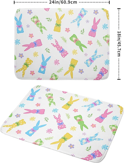 Easter Dish Drying Mat for Kitchen Counter Cute Bunny Floral Holiday Microfiber