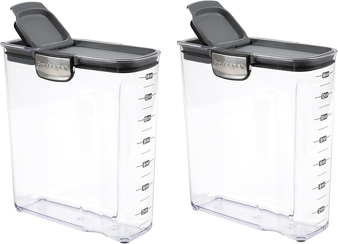 Progressive International ProKeeper+ Clear Plastic Airtight Food Baker's Kitchen Storage Organization Container Canister Set with Magnetic Accessories, 2- Piece Set (Cereal 4.2-Quart)