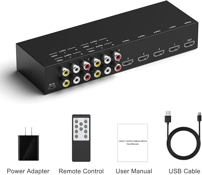 RuiPuo 8-Input to 1-HDMI-Output Converter Switchbetween Quick Different Sources