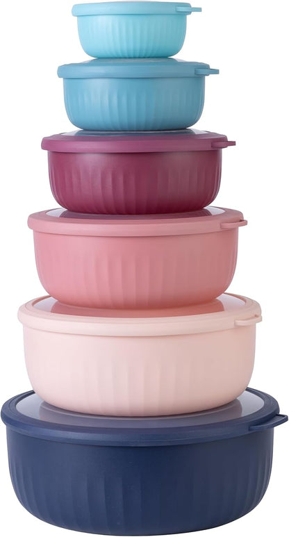COOK WITH COLOR Prep Bowls with Lids- Wide and Deep Nesting Plastic Small