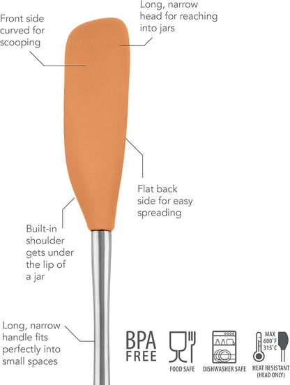 Tovolo Jar Spatula Silicone Long Stainless Steel Handle Scraper Spatula Apricot