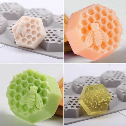 Sakolla 2 Pack Honeycomb Silicone Soap Molds, 6 Cavity Hexagon Bee Silicone Molds for Soap, Lotion Bars, Wax Melts, Beeswax (Purple)