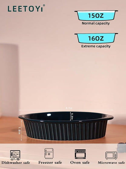 LEETOYI Porcelain Small Oval Au Gratin Pans, Baking Dish Set