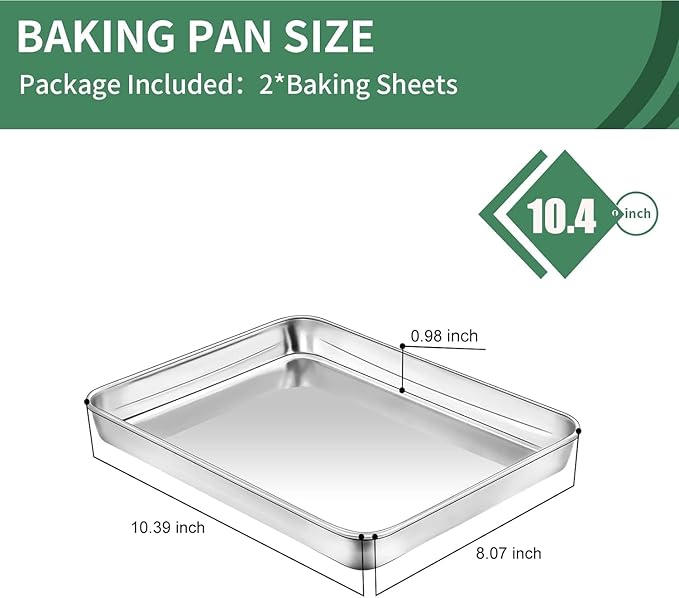Baking Sheets Set of 2, HKJ Chef Cookie Sheets 2 Pieces & Stainless Steel