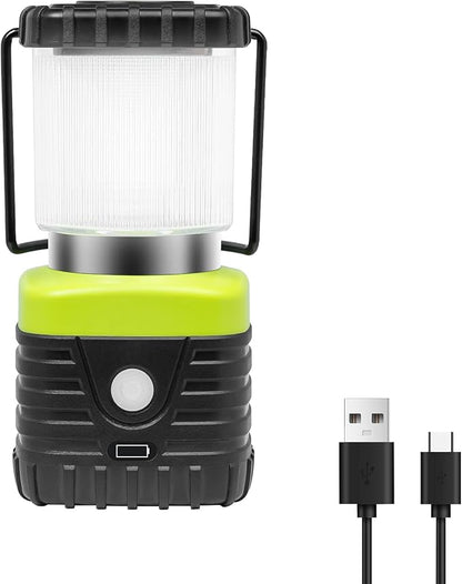 1PCS 6500K White Light LED Camping Lantern Rechargeable 1000LM, 4500mAh Power Bank, Flashlight for Hurricane Emergency, Hiking, IP44 Waterproof Lantern(Black)