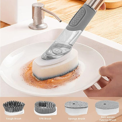 4-in-1 Dish Cleaning Brush Soap Dispensing Dish Brush Set