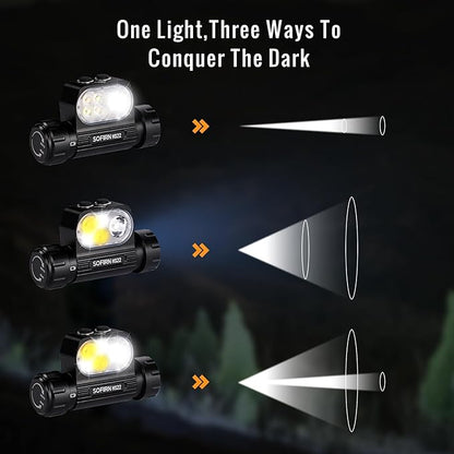 Sofirn HS22 Rechargeable Headlamp 2500 Lumen, 2700K-6500K Color Temperature Control, LED High Brightness Head Lamp with Floodlight Spotlight, Waterproof Headlight for Camping, Running, Outdoor Use