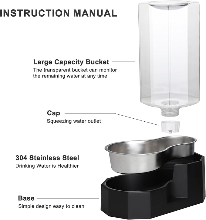 Sfozstra Large Dog Water Dispenser: 8L Large Capacity Gravity Water Feeder