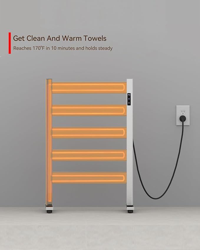 Freestanding Towel Warmer – 5-Bar Heated Towel Rack
