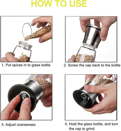 Premium Stainless Steel Salt and Pepper Grinder Set