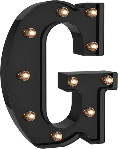 Foaky Black LED Letter Lights for Room Decor - Bedroom Wall Decor, Alphabet Lights for Home, Wedding, Party - Battery Operated （G）