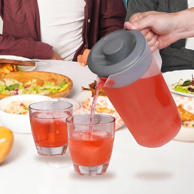 Water Pitcher with Lid 1 Gallon Pitcher, Freezer/Dishwasher Safe, BPA Free &