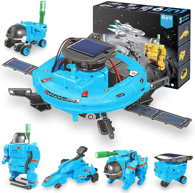 STEM Projects for Kids Ages 8-12 Solar Robot Kit 6-in-1 Space Toys for 10-Year-Old Boy Girl Gift Building Toys Science Kits Christmas Birthday Gifts for 8 9 10 11 12 Year Old, Blue