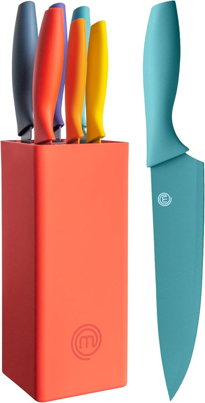 MasterChef Knife Block Set of 6 Kitchen Knives, Extra Sharp Stainless Steel