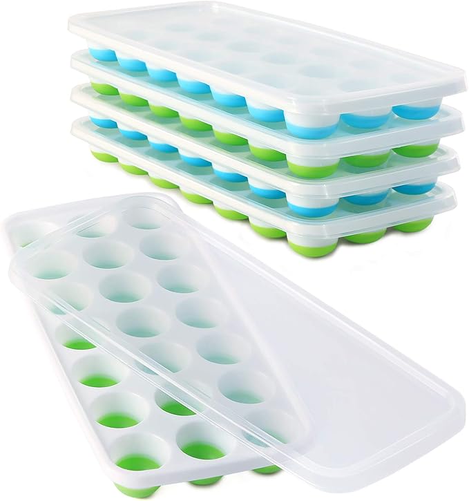 Ice Cube Trays with Lids BPA Free, 4 Pack Easy Release Silicone Ice Cube Trays