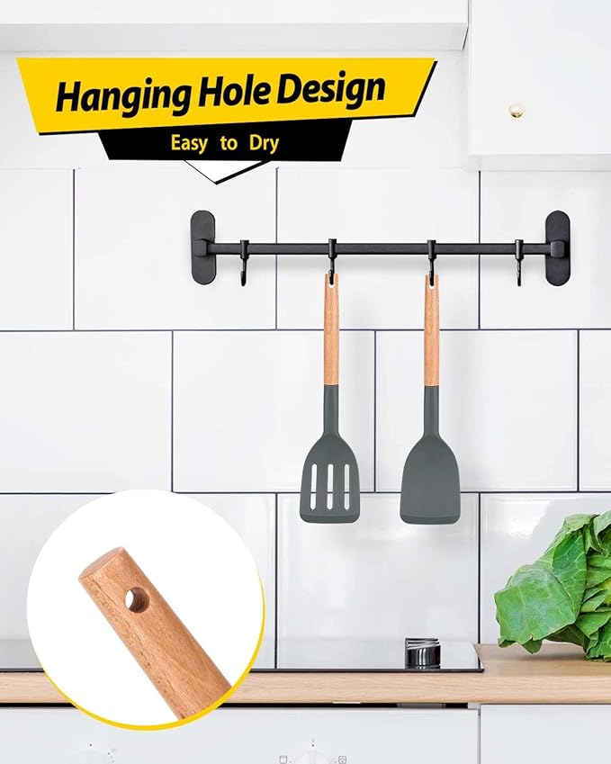 Pack of 2 Silicone Cooking Spatula, Heat Resistant Solid Turner, Non Stick