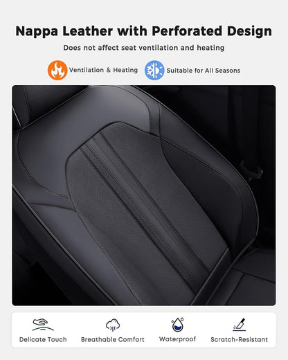 Huidasource Front Seat Covers, Luxury Faux Leather Front Car Seat Cover, Compatible with Airbags, Seatbelt Buckles, Perforation, Cooling＆Heating, Universal Fit for Most Cars, Vans, Trucks, SUVs, Black
