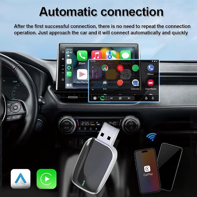 Compatibility with Wireless Android Auto Adapter for Jeep Wagoneer S,Converts Wired to Stable Connection Mini Size Accessories(Android 11+ Only),B