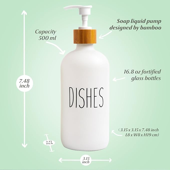 LOOCHICA Dish White Glass Soap Dispenser