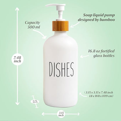 LOOCHICA Dish White Glass Soap Dispenser