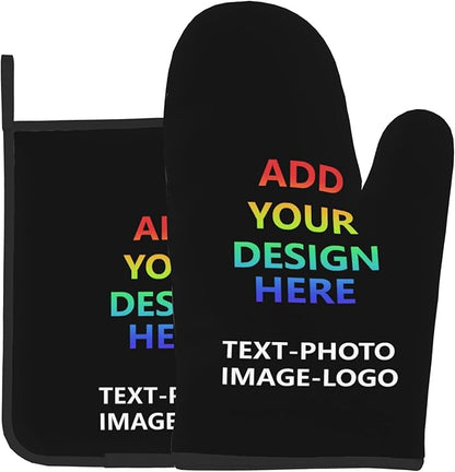 Custom Oven Mitts and Pot Holders Sets Personalized Customized Logo Text Image