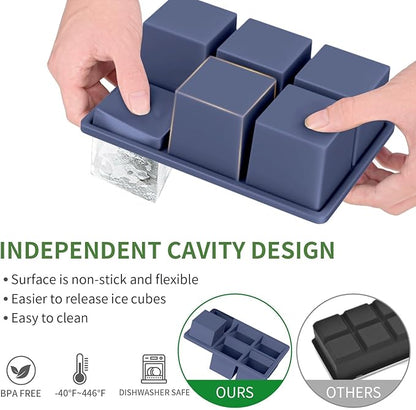 Large Ice Cube Tray for Whiskey: FDDBI Big Square Ice Cube Maker for Cocktail