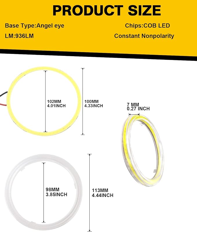 Qasim 1-Pair White 110MM 81SMD COB LED Halo Ring Angel Eyes with lampshade Cover 12V 24V Led DRL Fog Light