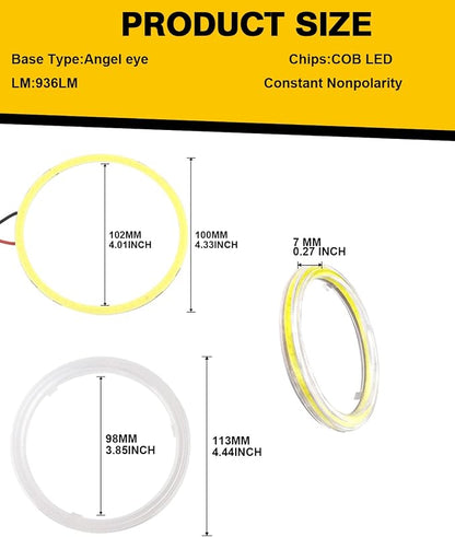 Qasim 1-Pair White 110MM 81SMD COB LED Halo Ring Angel Eyes with lampshade Cover 12V 24V Led DRL Fog Light