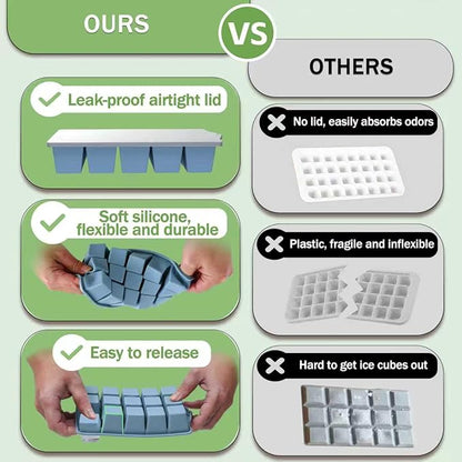 Ice Cube Trays for Freezer, 3 Pack Easy Release Slicone Ice Cube Tray