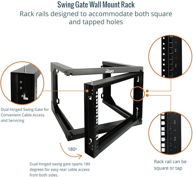 Tecmojo 6U Wall Mount Server Rack, Open Frame Network Rack