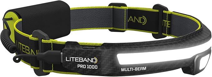 OPTIMAL VENTURES LED Headlamp, Liteband PRO 1000 Lumen Super Bright Head Lamp, Powerful Battery Powered Tactical Headlamps, Camping, Running, Hard Hat Light, Best Rated Forehead Flashlight, Carbon