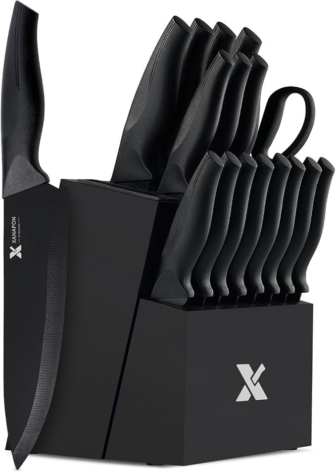 XANAPON 19-Piece Black Kitchen Knife Set