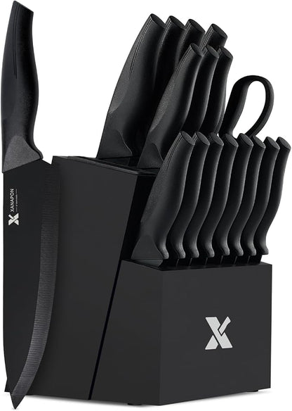 XANAPON 19-Piece Black Kitchen Knife Set