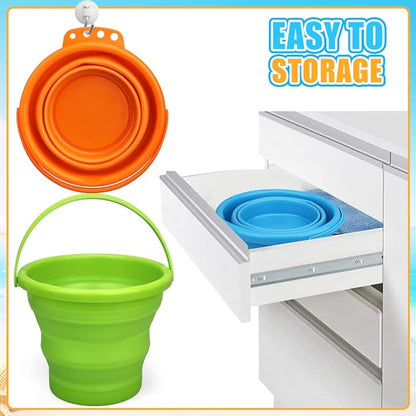 Collapsible Bucket Sandbox Kit Toys for Kids, Foldable Bucket Multi Purpose Sand Pail for Garden Planting Washing Camping Fishing, Beach Essential Travel Toys Summer Activity Fun