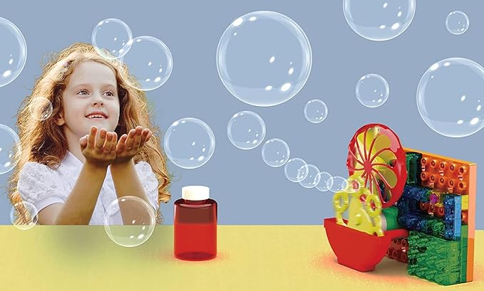 E-BLOX Building Blocks STEM Circuit Kit, Build Your Own Bubble Machine, Bubble Solution Included, Great Science Project for Little Ones, Birthday Gift, Boys, Girls, 5+