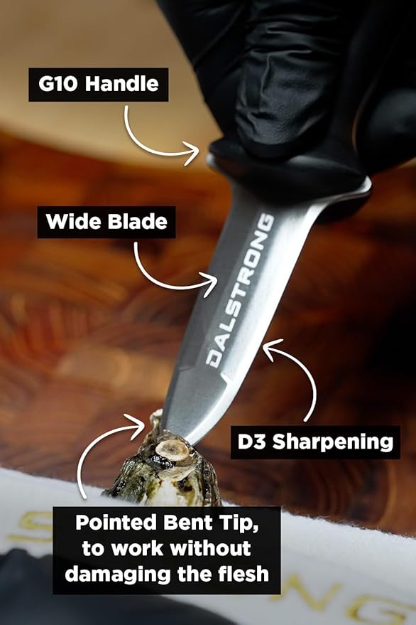 Dalstrong Clam Shucking Knife- 3” Boston Style Shellfish & Oyster Shucker Clamp Knife - Gladiator Series Elite - Forged HC German Steel - Crab Eating Utensils- G10 Handle - W/Sheath - NSF Certified