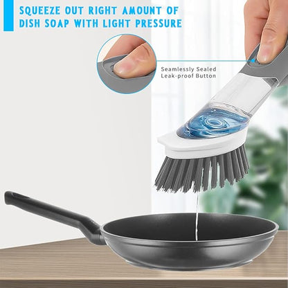 4-in-1 Dish Cleaning Brush Soap Dispensing Dish Brush Set