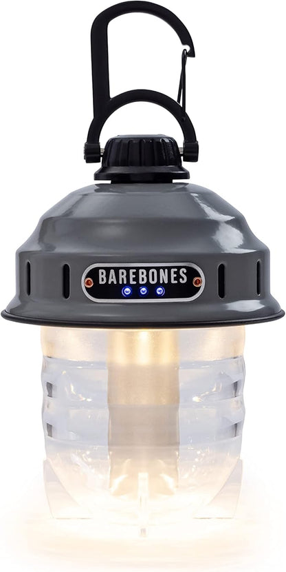 Barebones Beacon Hanging Light ??State Grey, Rechargeable LED Camping Lantern with Adjustable Brightness ??Weatherproof Vintage-Style Hanging Lantern for Outdoor Adventures and Year-Round Use
