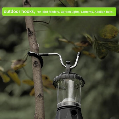 Outdoor Lighting Hooks for Camping Tent lamp Hanger, Bird feeders, Garden Lights, trinkets ; Sturdy Pole Hook for Tent Light, Garden lightings, 3 Big Camping Lantern Hooks