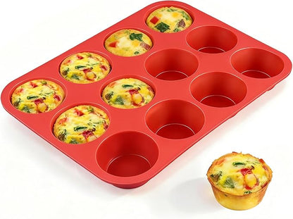 CAKETIME 12 Cups Silicone Muffin Pan