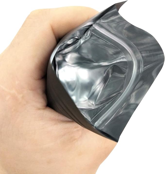 STUs 100 Pack Smell Proof Bags 3.1 x 5.1 Inch Resealable Stand-Up Mylar Bags Foil Pouch Double-Sided Pouch Matte Black